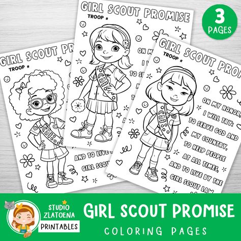 Girl Scout Coloring Pages, Scout Coloring Pages, Coloring Pages Girl, Girl Scout Promise, Girl Scout Law, Girl Scout Activities, 3 Girl, Girl Scout Leader, Scout Activities