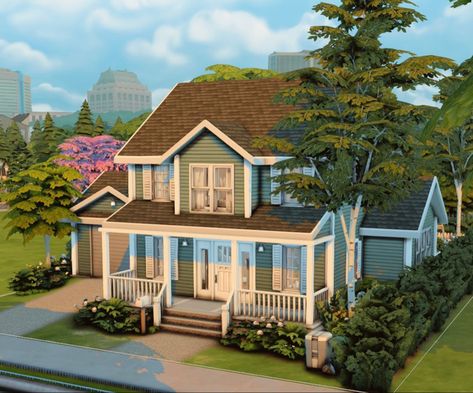 Sims 4 Family Home Layout, Simple Sims 4 Houses, Sims 4 San Sequoia House, Willow Creek Sims 4 House, Sims 4 Willow Creek House, Sim4 House, Family House Sims 4, Cute Sims 4 Houses, Sims 4 Pack