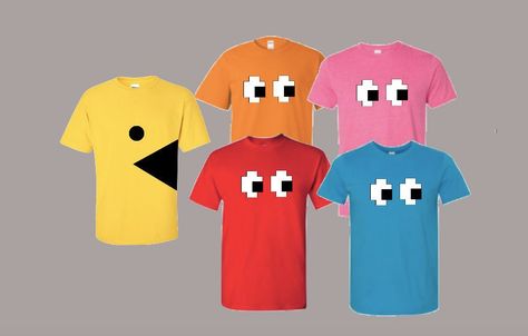 Pacman Group Costume, Easy Group Costumes, Pac Man Halloween Costume, Pacman Costume, Pac Man Costume, 5k Costume, Halloween Costumes Easy, Ghost Shirts, Family Ministry