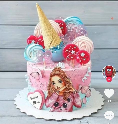 Top Model Birthday Party Ideas, Birthday Cake Romantic, Top Model Cake, Birthday Cake Models, Sweet Birthday Cake, Cake Designs For Girl, 8th Birthday Cake, Teen Cakes, Candy Birthday Cakes