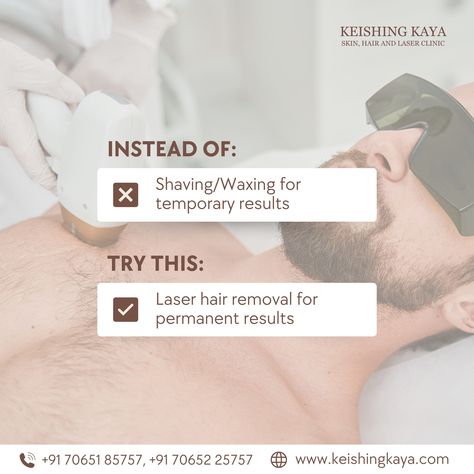 Why keep dealing with temporary fixes? Upgrade to Laser Hair Removal for permanent hair reduction and enjoy smooth, hair-free skin! 🙌 At Keishing Kaya Skin, Hair, and Laser Clinic, we use advanced laser technology to give you the best results with no downtime. Safe, effective, and perfect for all skin types. 📍 Visit us at F-36, East of Kailash, New Delhi, or call us at +91 70651 85757, +91 70652 25757 to book your consultation today! 🌐 www.keishingkaya.com #LaserHairRemoval #PermanentHair... Laser Hair Removal Benefits, Laser Hair Removal Post, Laser Hair Removal Funny, Laser Hair Removal Facts, Laser Clinic, Laser Clinics, Skin Hair, Hair Reduction, Post Ideas