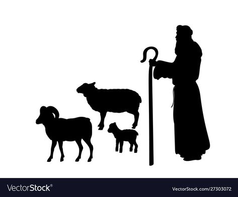 Shepherd Staff, Christmas Gift Vector, Shepherd Silhouette, Sheep Silhouette, Sheep Logo, Good Shepard, Silhouette Head, Shepherd Christmas, Nativity Silhouette