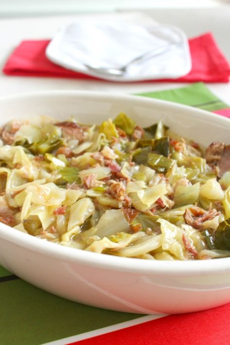 Smothered Cabbage | "This down-home dish is a family favorite. The addition of a ham hock and pork shank add richness and a depth of flavor that can't be beaten. It's perfect for a holiday or everyday meal, and leftovers freeze well." #allrecipes #comfortfood #comfortfoodrecipes Smothered Cabbage Recipe, Smothered Cabbage, Cabbage Dishes, Southern Side Dishes, Cabbage Recipe, Ham Hock, Cabbage Recipes, Vegetable Sides, Veggie Dishes