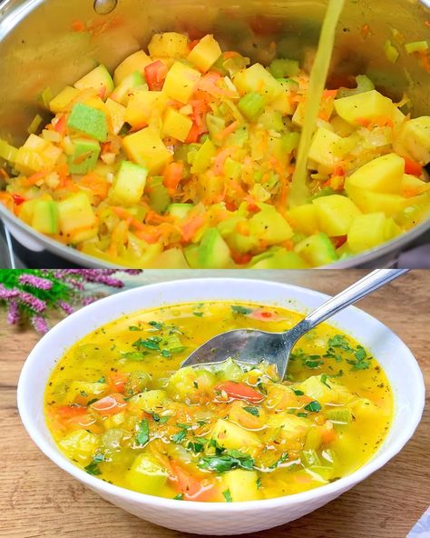 Stomach-Soothing Healing Vegetable Soup - Greenku Recipes California Vegetable Soup, Healing Vegetable Soup, Healthy Chicken Vegetable Soup Recipes, Upset Stomach Soup, Soups For Gerd, Stomach Soothing Soup, Country Vegetable Soup, Aip Vegetable Soup, Nutritious Soup Recipes