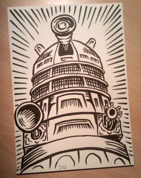 EXTERMINATE! Tardis Drawing, Drawing Doctor, Doctor Who Drawings, Tardis Art, Doctor Who Dalek, Doctor Who Fan Art, David Tennant Doctor Who, Doctor Who Art, Wibbly Wobbly Timey Wimey Stuff