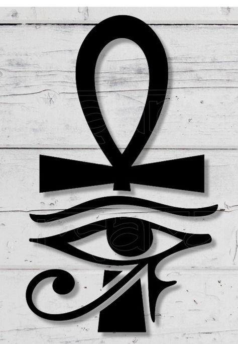 Ankh And Eye Of Ra Tattoo, Ankh And Eye Of Horus Tattoo Design, Juneteenth Tattoo Ideas, Eye Of Horus Ankh Tattoo, Ankh And Eye Of Horus Tattoo, Egyptian Art Drawing Symbols, Ankh Cross Tattoo, Egyptian Art Tattoo, Tattoo Eye Of Horus