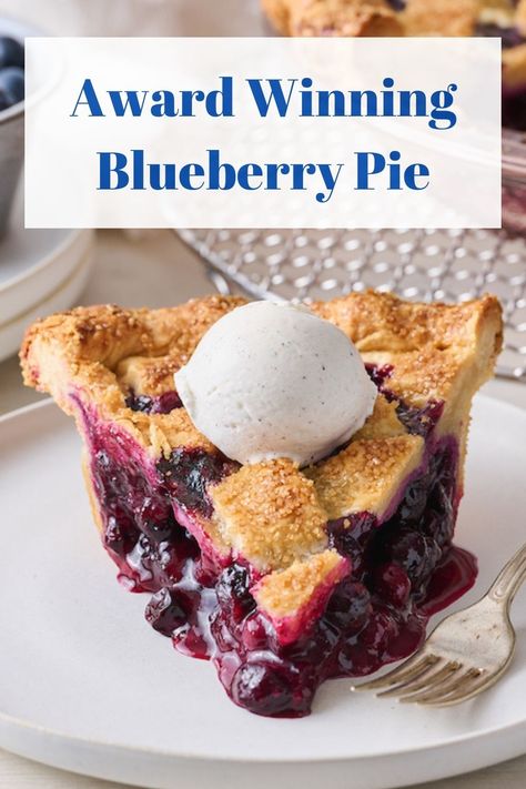 Omg best blueberry pie recipe ever! The pie crust was so flaky and the blueberry pie filling was thick and not runny. Perfect summer dessert. Best Blueberry Pie Recipe, Best Blueberry Pie, Easy Blueberry Pie, Homemade Blueberry Pie, Best Summer Desserts, Homemade Pie Crust Recipe, Baker By Nature, Blackberry Pie, Blueberry Pie Filling