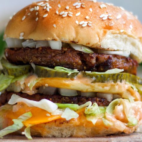 Vegan Burger Recipes, Vegan Big Mac, Homemade Vegan Burgers, Beyond Meat Burger, Vegan Burger Recipe, Vegan Fast Food, Apples And Cheese, Real Magic, Vegan Burger