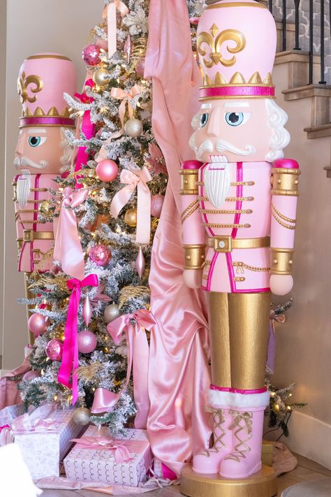 Nutcracker Holiday Decor, Diy Outdoor Nutcracker, Christmas Nutcracker Decor Ideas, Pastel Nutcracker Christmas Tree, Diy Nutcracker Painting Ideas, Diy Life Size Nutcracker, Paint Nutcracker Diy, Walmart Nutcracker Painting Ideas, Diy Large Nutcracker