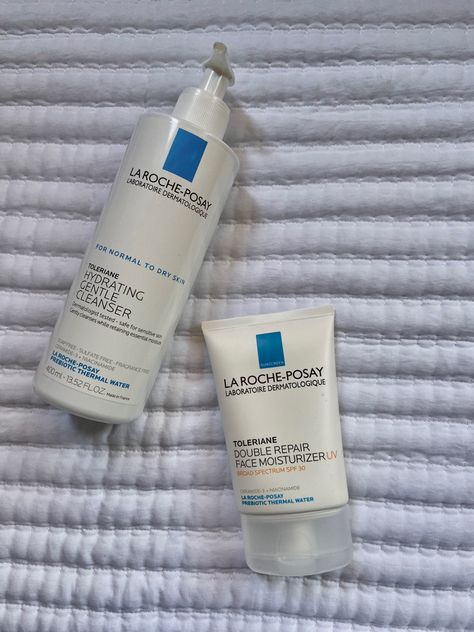 skincare products for cleansing and spf La Roche Posay Skincare Routine, Hailey Bieber Skin, Clean Girl Aesthetic Skincare, Spf Face Moisturizer, Morning Skincare, Hydrating Cleanser, Skincare Essentials, Body Smells, Affordable Skin Care