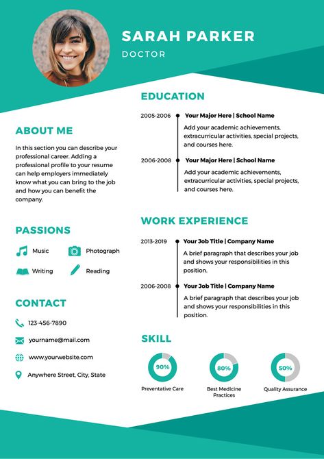 Free Doctor Resume Maker - Create a Doctor CV Online | DesignCap Cv For Doctors, Simple Cv Format For Job, How To Make Cv, Cv Format For Job, Download Cv Format Word, Free Cv Template Word Download Cv Design, Cv Maker, Doctor Business Cards, Dental Doctor