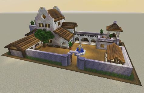 Minecraft Kale, Mexico Hacienda, Minecraft Building Designs, Spanish Village, Case Minecraft, Minecraft Decoration, Rumah Minecraft Sederhana, Ideas Bathroom Decor, Minecraft Structures