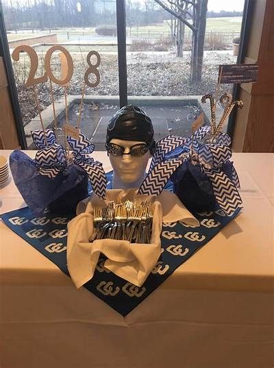 Centerpiece | Swim team party, Swim Team Table Decorations, Swimming Table Decorations, Swim Team Centerpieces Banquet, Swim Centerpieces Banquet, Water Polo Banquet Centerpieces, High School Sports Banquet Centerpieces, Swim Centerpieces, Swim Team Banquet Ideas, Swim Banquet Ideas