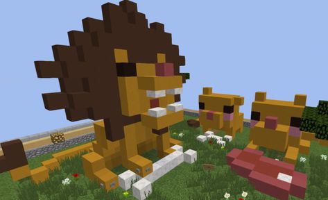 Lion Statue, Minecraft Inspiration, Building Ideas, Minecraft, Lion, Statue, Building