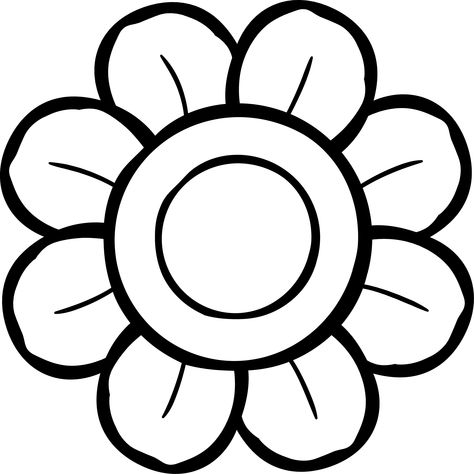 Flower Clipart Black And White, Clip Art Freebies, Free Kids Coloring Pages, Preschool Classroom Decor, Embroidery Leaf, Preschool Coloring Pages, Circle Art, Flower Template, Flower Doodles