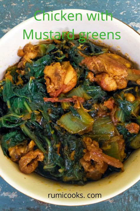 Chicken with mustard greens #assamesecuisine Frozen Mustard Greens Recipes, Recipes With Mustard Greens, Mustard Leaves Recipes, Mustard Green Recipes, Red Mustard Greens Recipe, Best Turnip Greens Recipe, Mustard Green Soup Recipe, Chinese Mustard Greens Recipe, Mustard Greens Recipe