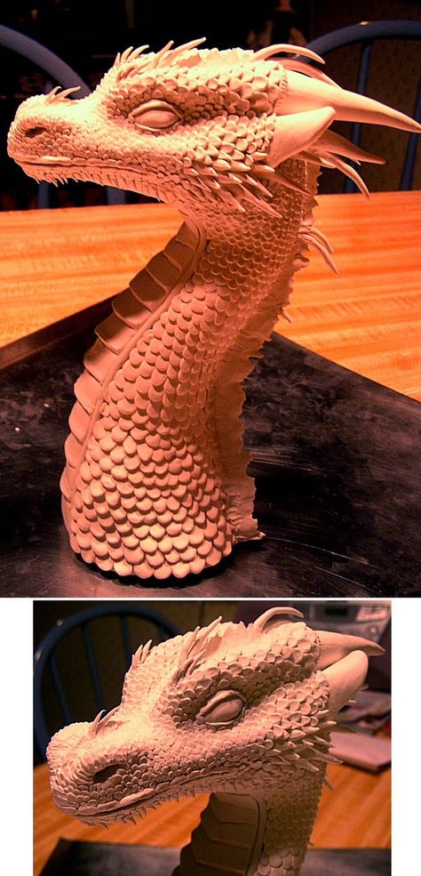 Clay Dragon - WIP by inoculated on DeviantArt Dragon Cakes, Polymer Clay Dragon, Clay Dragon, Sculpey Clay, Dragon Sculpture, Clay Inspiration, Dragon Head, Sculpting Clay, Mystical Creatures