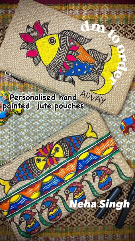 Neha Singh | Looking for unique , personalised and hand painted gifting options… these can be perfect gifts for your loved ones… hand painted on both… | Instagram Hand Painted Pouches, Painting On Pouch, Pouch Painting, Neha Singh, Painting Indian, Hand Painted Gifts, Art Decor Diy, Madhubani Painting, Indian Art Paintings