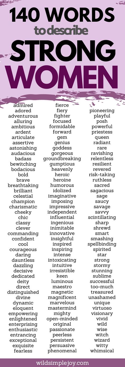 140 Power Words to Describe a Strong Woman Persuasive Text, Power Words, Writing Prompts Funny, Powerful Woman, A Strong Woman, Life Changing Books, Women Writing, 100 Words, Wild Woman