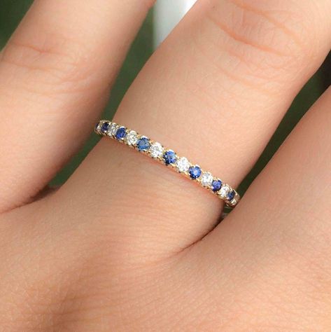 Push Present Ring Stackable, 2mm Wedding Band, Eternity Engagement Band, Sapphire Eternity Ring, Birthstone Stacking Rings, Infinity Ring Wedding, Stack Ring, Pave Band, Infinity Ring