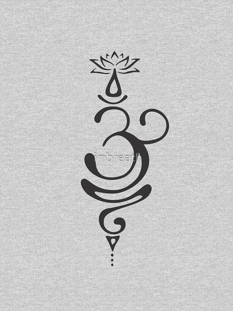 "Sanskrit Symbol for Breathe - Just Breathe Om lotus Symbol " T-shirt by imbreath | Redbubble Symbol For Breathe, Aum Tattoo, Breathe Symbol, Just Breathe Tattoo, Om Symbol Art, Sanskrit Symbols, Om Tattoo Design, Purple Tattoos, Lotus Symbol