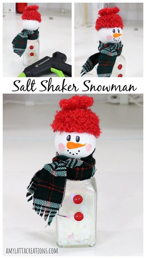 Salt Shaker Snowman, Snowman Crafts Diy, Spool Crafts, Diy Christmas Ornaments Easy, Make A Snowman, Cottage Market, Trendy Diy, Diy Snowman, Winter Crafts For Kids