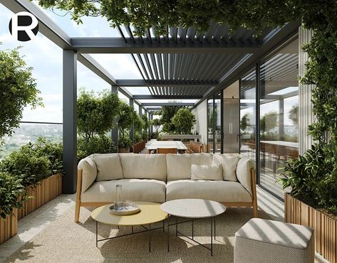 [DOUBLE LEVEL PENTHOUSE] in Moscow :: Behance Penthouse Balcony Design, Penthouse Terrace Ideas, Penthouse Balcony, Terrace Design Ideas, Penthouse Terrace, Luxurious Penthouse, Rustic Pergola, Mediterranean Revival, Apartment Terrace