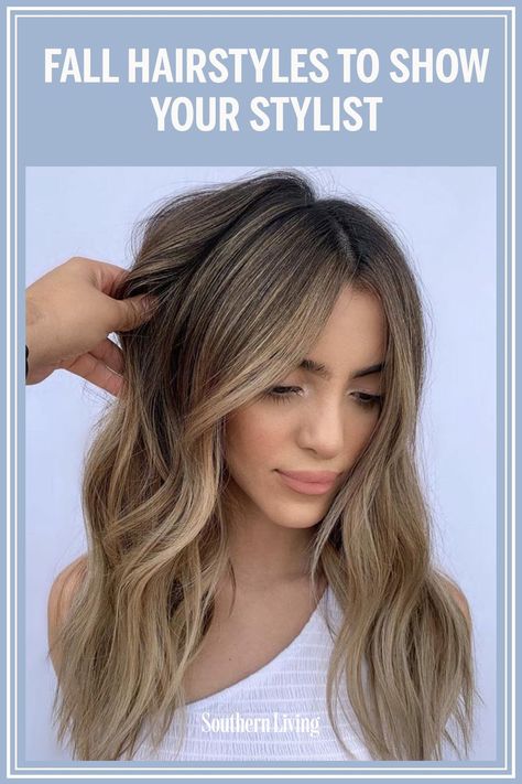 Here are the best hairstyles for your new fall look! Be it textured layers, choppy bangs, or even the bob du saison, there's no better way to embrace all things fall than by starting with a trip to the hair salon. We've got short, long, and everything in between to fit your autumn mood. #fallhair #beautytips #hair #hairstyle #southernliving Medium Long Brunette Hairstyles, 2023 Fall Long Hair Trends For Women, Hair Changes Ideas, Autumn Long Hair Styles, Popular Fall Hair Styles 2023, Women Fall Haircuts, Long Hair Fall 2023, Hairstyles For Long Length Hair 2023, Lived In Layers Hair