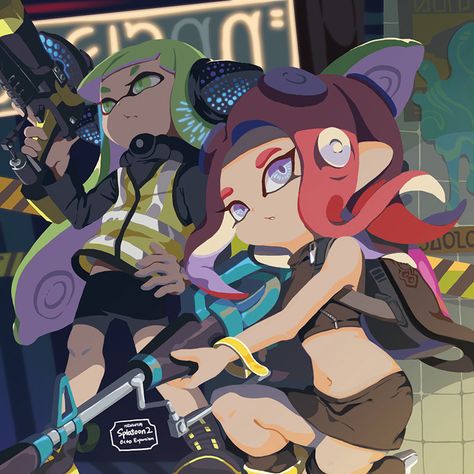 Splatoon agent 3 and agent 8 by meniusalau Agent 3 And Agent 8, Splatoon Agent 3, Agent 24, Agent 8, Agent 3, Nintendo Splatoon, Splatoon Art, Splatoon 2 Art, Splatoon Comics