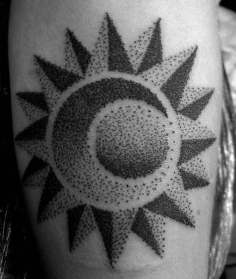 its all about da dots Eclipse Tattoo, Ink Link, Dot Tattoos, Dotwork Tattoo, Facial Tattoos, Sun Tattoos, Hand Poked Tattoo, Tattoo Graphic, Spiritual Tattoos