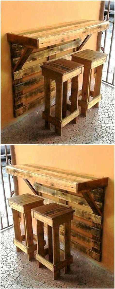 Bar Pallet, Projek Kayu, Wall Mounted Bar, Pallet Bench, Pallet Project, Diy Casa, Wooden Pallet Projects, Pallet Wall, Pallet Crafts