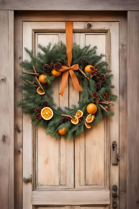 Cinnamon Wreath, Diy Fall Wreath Ideas, Fall Wreath Ideas, Orange And Cinnamon, Christmas Wreath Ideas, Orange Wreath, Orange Christmas, Dried Oranges, Diy Fall Wreath