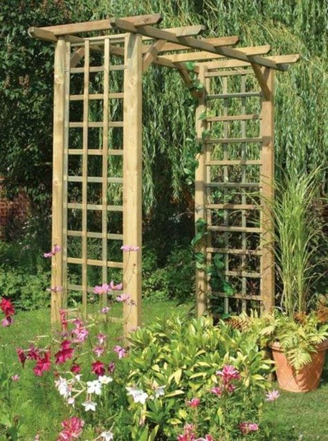 DIY Wooden Arc Garden Trellis #garden #trellis #decorhomeideas Garden Arch Trellis, Garden Archway, Taman Diy, Diy Garden Trellis, Arch Trellis, Diy Trellis, English Gardens, Garden Vines, Garden Arbor