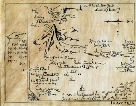 Thror's map by ikammya on DeviantArt The Hobbit Map, Lotr Decor, Tolkien Map, Maps Drawing, Hobbit Birthday, Middle Earth Books, Lord Of The Rings Tattoo, Pirate Games, Fantasy World Map