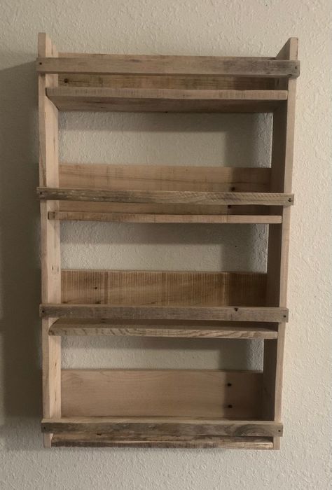 Pallet Spice Rack, Spices Rack, Pallet Furniture Shelves, Spice Rack Kitchen, Kitchen Spice Storage, Wall Spice Rack, Rack Kitchen Storage, Wood Spice Rack, Wooden Spice Rack