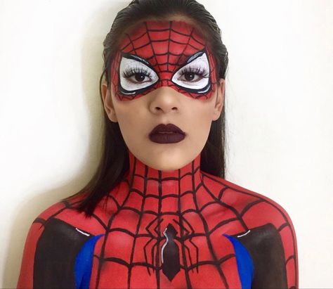 Spiderman Eye Makeup, Spiderman Halloween Makeup, Spiderman Makeup Looks, Spiderman Makeup, Pumpkin Makeup, Mask Makeup, Spider Girl, Creative Eye Makeup, Creative Eye