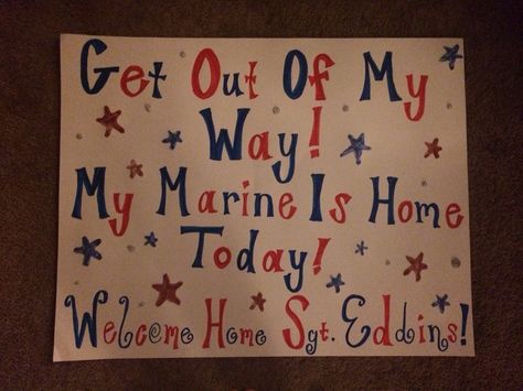 Marine homecoming sign ! Marine Welcome Home Signs, Marine Corps Welcome Home Party, Welcome Home Marine Signs, Bootcamp Graduation Signs, Boot Camp Graduation Signs, Marine Poster Graduation, Marine Bootcamp Graduation Signs, Marine Graduation Posters, Marine Homecoming Signs