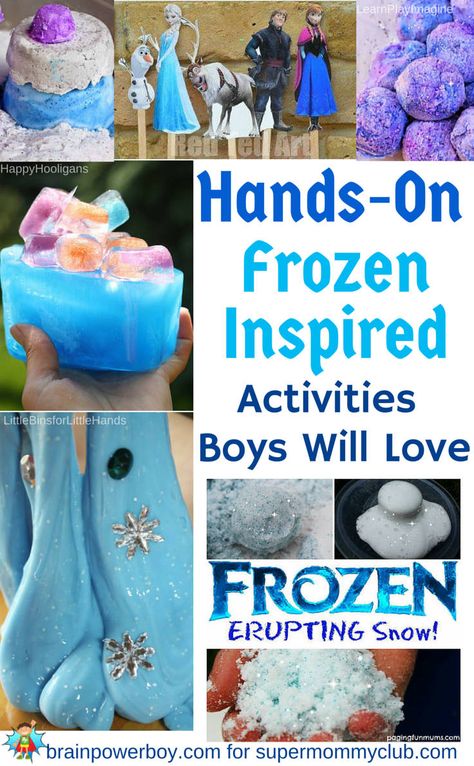 Boys are going to love these hands on frozen inspired activities! Frozen Activities For Kids Preschool, Frozen Activity, Frozen Movie Activities, Frozen Birthday Party Games, Frozen Games For Kids, Frozen Play, Frozen Activities, Frozen Themed Birthday Party, Frozen Theme Party