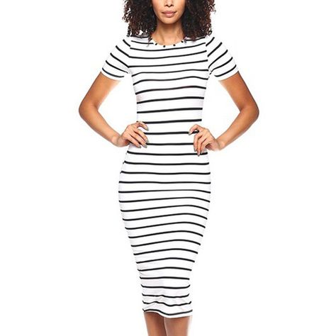 JDF Designs White & Black Stripe Midi Bodycon Dress ($15) ❤ liked on Polyvore featuring dresses, mid calf dresses, black and white bodycon dress, striped dress, striped bodycon dress and black white dress Body On Dress, Midi Bodycon Dress, Striped Bodycon Dress, Honeymoon Outfits, Mid Calf Dresses, White Bodycon, Dress H&m, Long Bodycon Dress, Dress 15