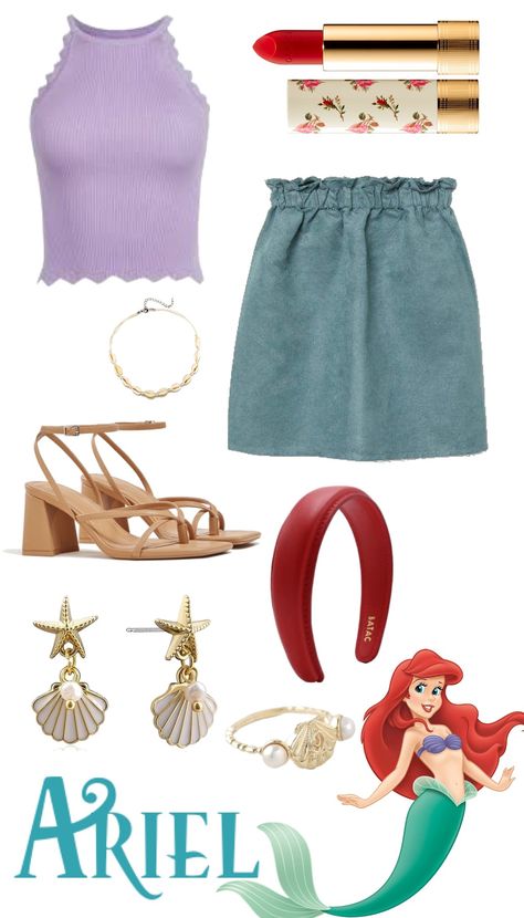 Modern Ariel Outfit, Disney Bound Ariel, Descendants Auradon, Modern Ariel, Ariel Outfit, Bounding Outfits, Disney Princess Halloween Costumes, Ariel Costume, Disney Bound Outfits Casual