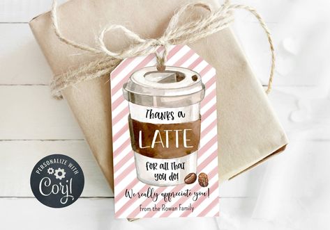 Excited to share this item from my #etsy shop: Thanks a Latte Printable Gift Tags, Teacher Appreciation Coffee Tag, Pink Coffee Thank You Tags, Staff Volunteer Nurse Tag, Instant Download #gifttagprintable #editablegifttags #teacherappreciation #printableteacher #teacherthankyou #endofyeargift #nursegifttag #thanksalattetag #coffeegifttag #evergreenashdesigns Teacher Appreciation Coffee, Coffee Tag, Printable Teacher Appreciation, Printable Tags Template, Editable Gift Tags, Teacher Appreciation Printables, Thanks A Latte, Preschool Gifts, Gift Tag Template