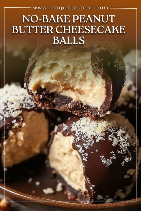 Indulge in these rich and creamy No-Bake Peanut Butter Cheesecake Balls, the perfect combination of smooth peanut butter and chocolate. Easy to make and wonderfully satisfying, these bite-sized treats are ideal for parties, snacks, or any sweet craving! Cheesecake Balls No Bake Easy Recipes, Cheesecake Balls Christmas, No Bake Peanut Butter Cheesecake Bites, Peanut Butter Graham Cracker Balls, Oreo Peanut Butter Balls, No Bake Balls Desserts, Peanut Butter Cream Cheese Balls, Cream Cheese Peanut Butter Balls, Easy No Bake Christmas Treats