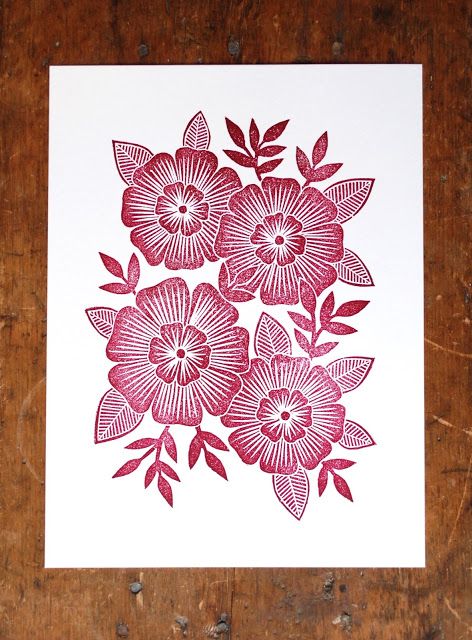 Flower Linocut, Linoleum Prints, Block Stamping, Linoleum Print, Linoleum Block Printing, Lino Art, Linoleum Block, Printed Art, Plate Art