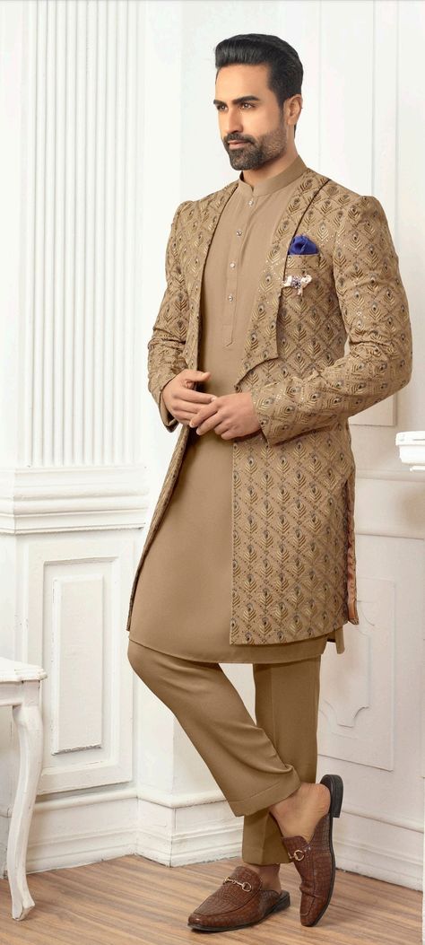 Details : Color- Brown  Any Color you may ask for...(only one color)  Fabric - important Fabric  Work Details -self  Bottom Details Color Brown-- Pajama Package Include : Top , Bottom,, kurta  All others accessories are for photography purpose only . Just the Top and bottom available . Color variation may be there slightly , due to computer resolution and camera . Sherwani For Men Wedding Latest Design, Pathani Colours For Men, Gents Party Wear Men's Fashion, Designer Men Kurta, Mens Kurta Colours, Indian Men Suit, Indian Mens Wedding Outfit, Men’s Wedding Wear, Wine Colour Sherwani For Groom