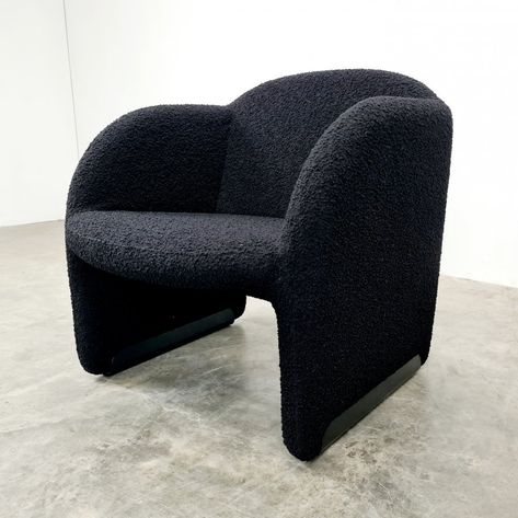 Black Boucle Chair, Design A Space, Leather Couch, Chair Decorations, Comfortable Chair, Neutral Colour Palette, Tub Chair, Velvet Pillows, Reupholster