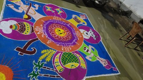 Sankranthi Theme Rangoli Designs, Sankranthi Rangoli Designs Latest, Sankranti Rangoli Designs Easy, Beautiful Rangoli Designs Latest, Sankranti Muggulu, Sankranthi Rangoli, Rangoli Designs Videos, Sankranthi Muggulu, Easy Rangoli Designs Videos