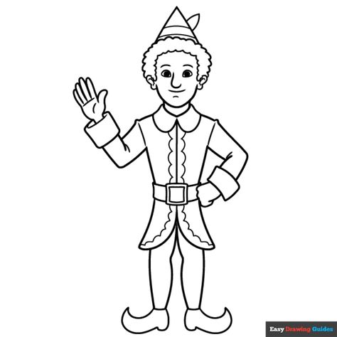 Free Buddy the Elf Coloring Page for Kids Buddy The Elf Coloring Pages, Elf Coloring Pages, Elf Coloring, Elf Drawings, Easy Drawing Guides, People Coloring Pages, Free Printable Coloring Sheets, Drawing Guides, Elf Activities