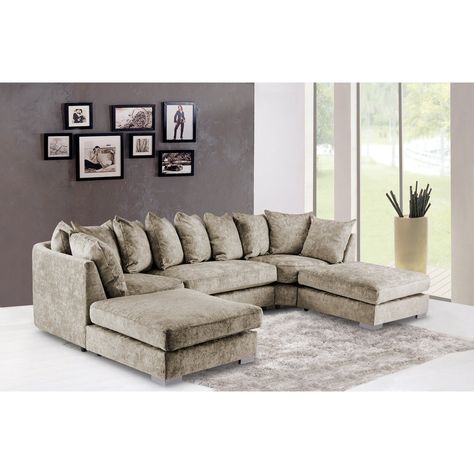 Large Footstools, Modular Corner Sofa, Quality Sofas, U Shaped Sofa, Corner Sofas, Living Room Sectional, Chenille Fabric, Corner Sofa, Love Seat