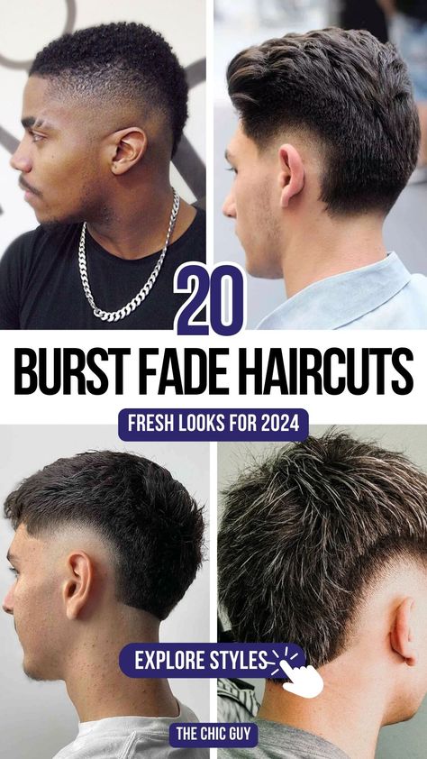 Top Burst Fade Haircuts for Men: Fresh Looks for 2024 Starburst Fade Haircut, Burst Fade Women, Burst Fade Asian, Burst Fade Long Hair, Burst Fade Middle Part, Burst Fade Straight Hair, Burst Fade Taper, Mid Burst Fade, Short Mohawk Fade