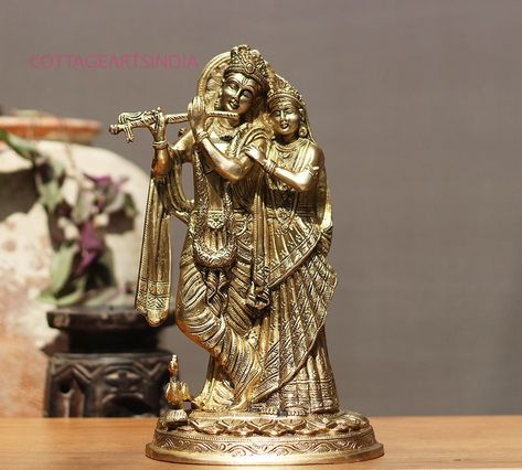 Brass Radha krishna Statue /Idol 12.5” Krishna Statue, Krishna, Brass, Statue